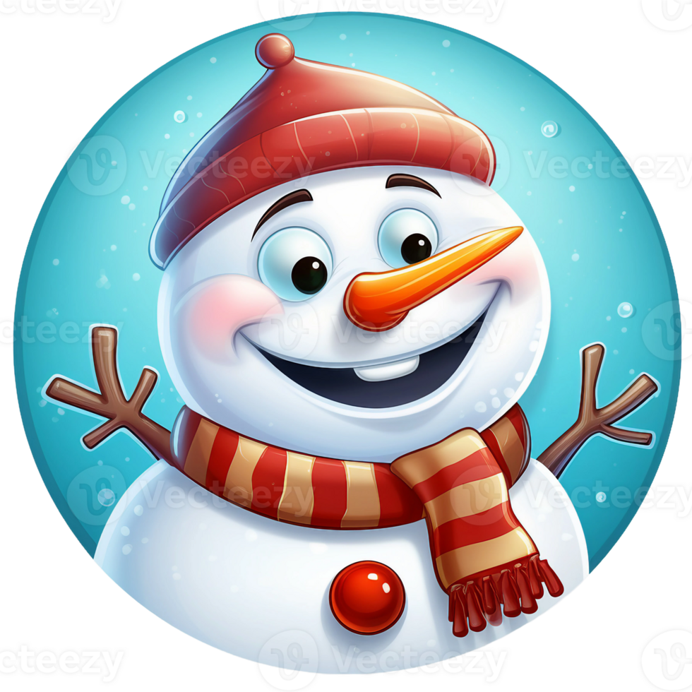 funny snowman face emoji with happy and smile expression AI generated png