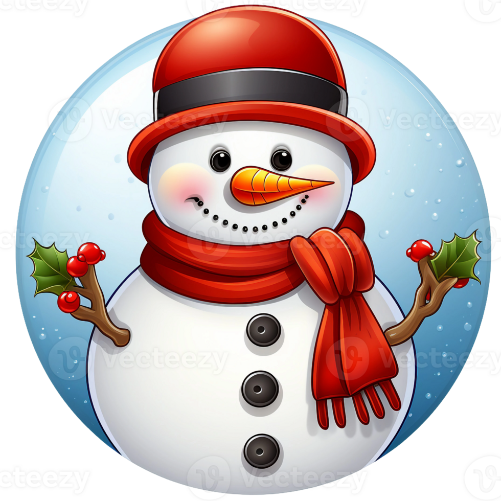 funny snowman face emoji with smile expression AI generated png