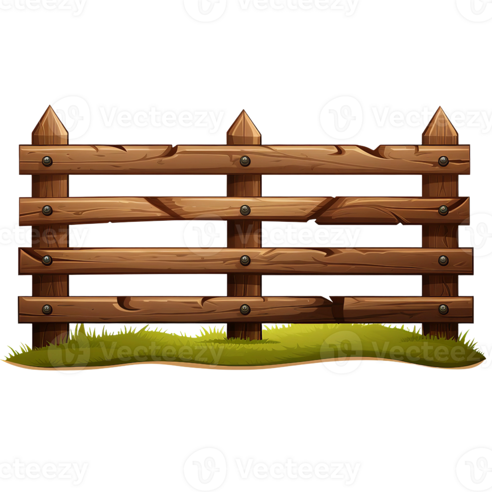 de madeira cerca e verde Relva isolado ai gerado png