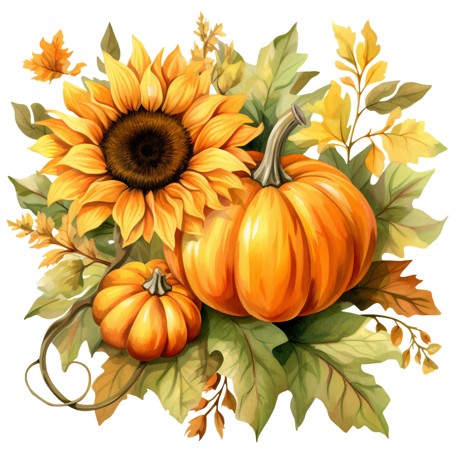 SUNFLOWER PAINTING ORIGINAL Pumpkin Autumn Watercolor Art Floral Fall Small  Art $31.23 - PicClick AU