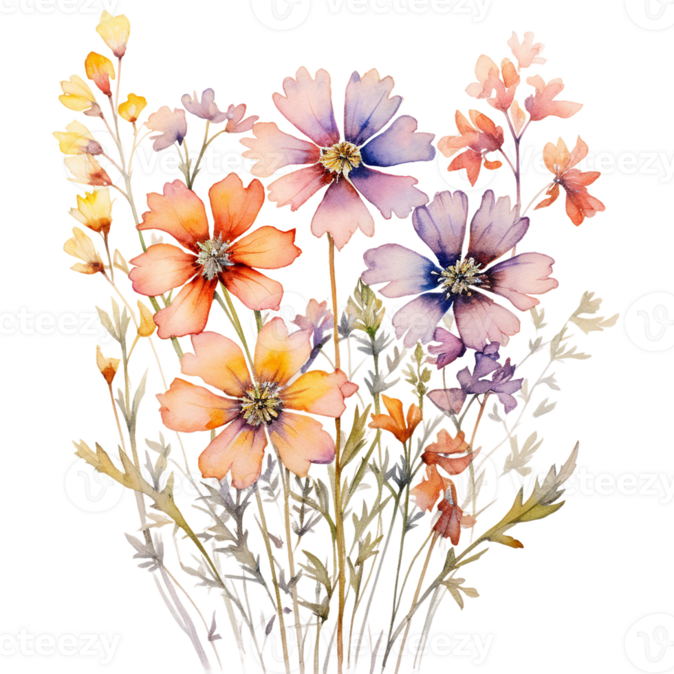 Contexte avec fleurs, aquarelle clipart isolé ai généré png