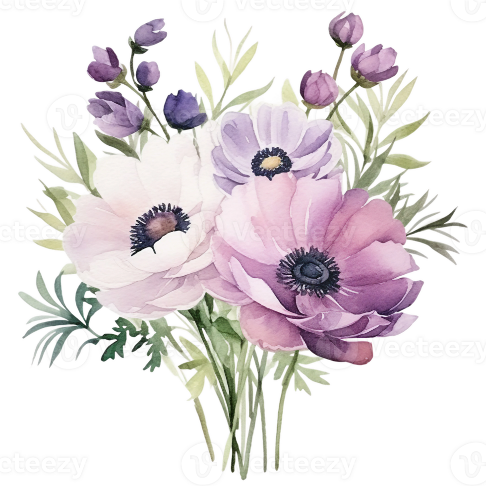 pink and white flowers isolated watercolor ai generated png