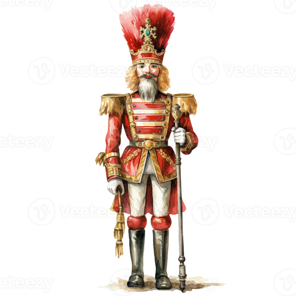 christmas nutcracker watercolor clipart isolated with soldier dress ai generated png