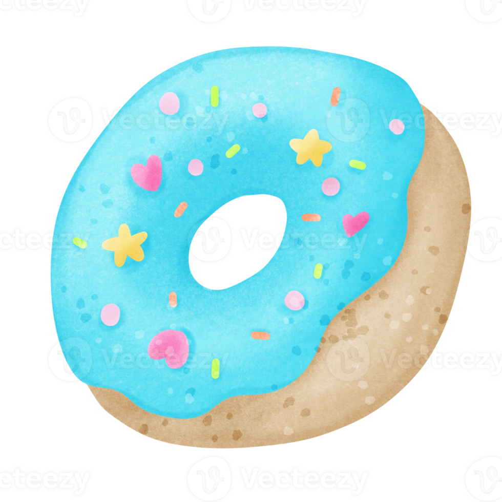 donut with blue glaze and sprinkles png