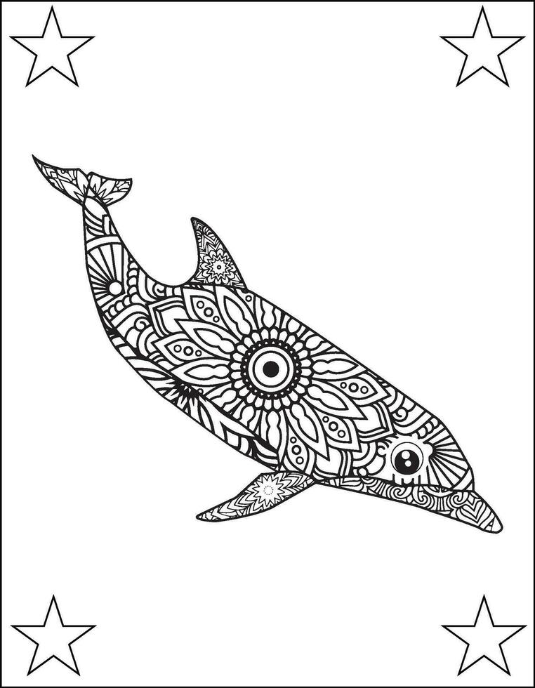 Fish Mandala Coloring Pages. Black white hand, Fish Mandala Vector ...