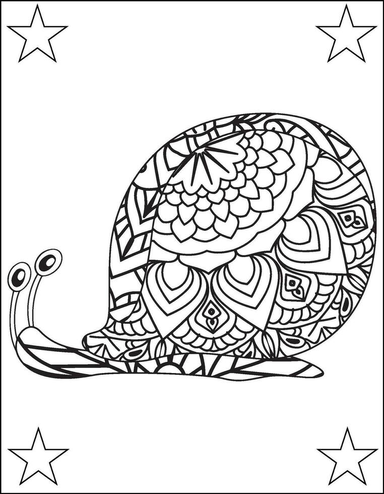 Ocean Animals Mandala Coloring Pages. vector