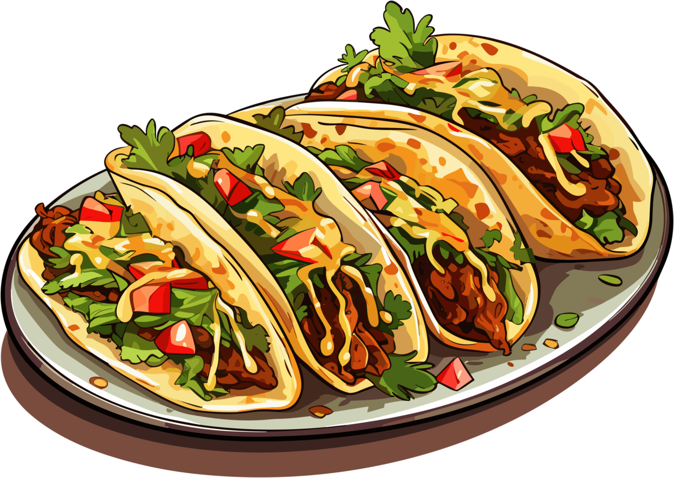 taco mexikansk mat illustration ai generativ png