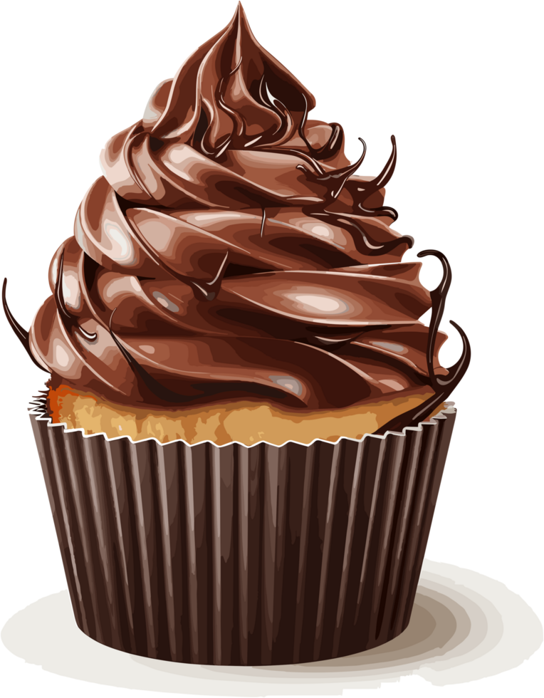 köstlich Schokolade Cupcake mit Sahne Illustration isoliert auf Weiß ai generativ png