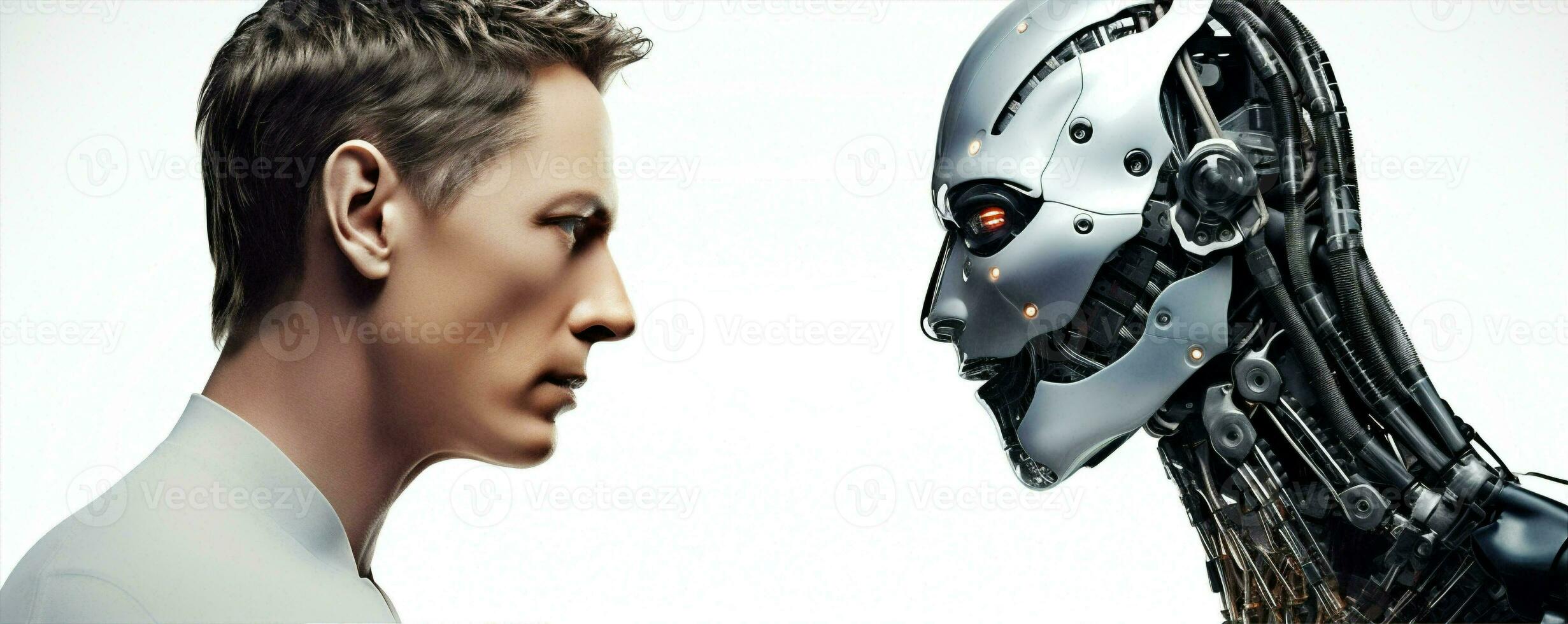 Science artificial finger intelligence work artificial people futuristic technology intelligence robotic cyborg business photo