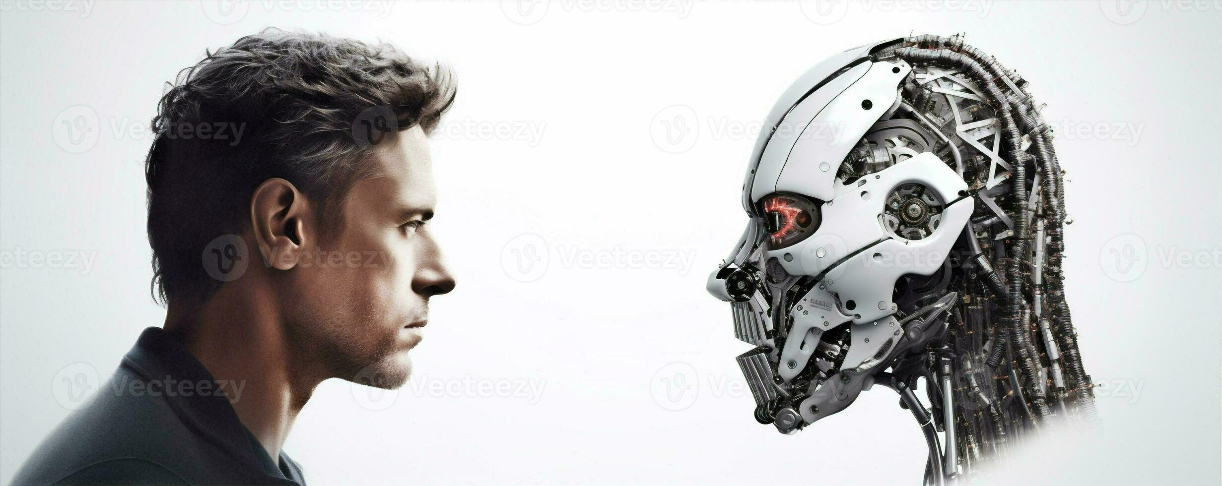 Cyborg work artificial cybernetic people futuristic robotic technology science fiction intelligence business hand photo