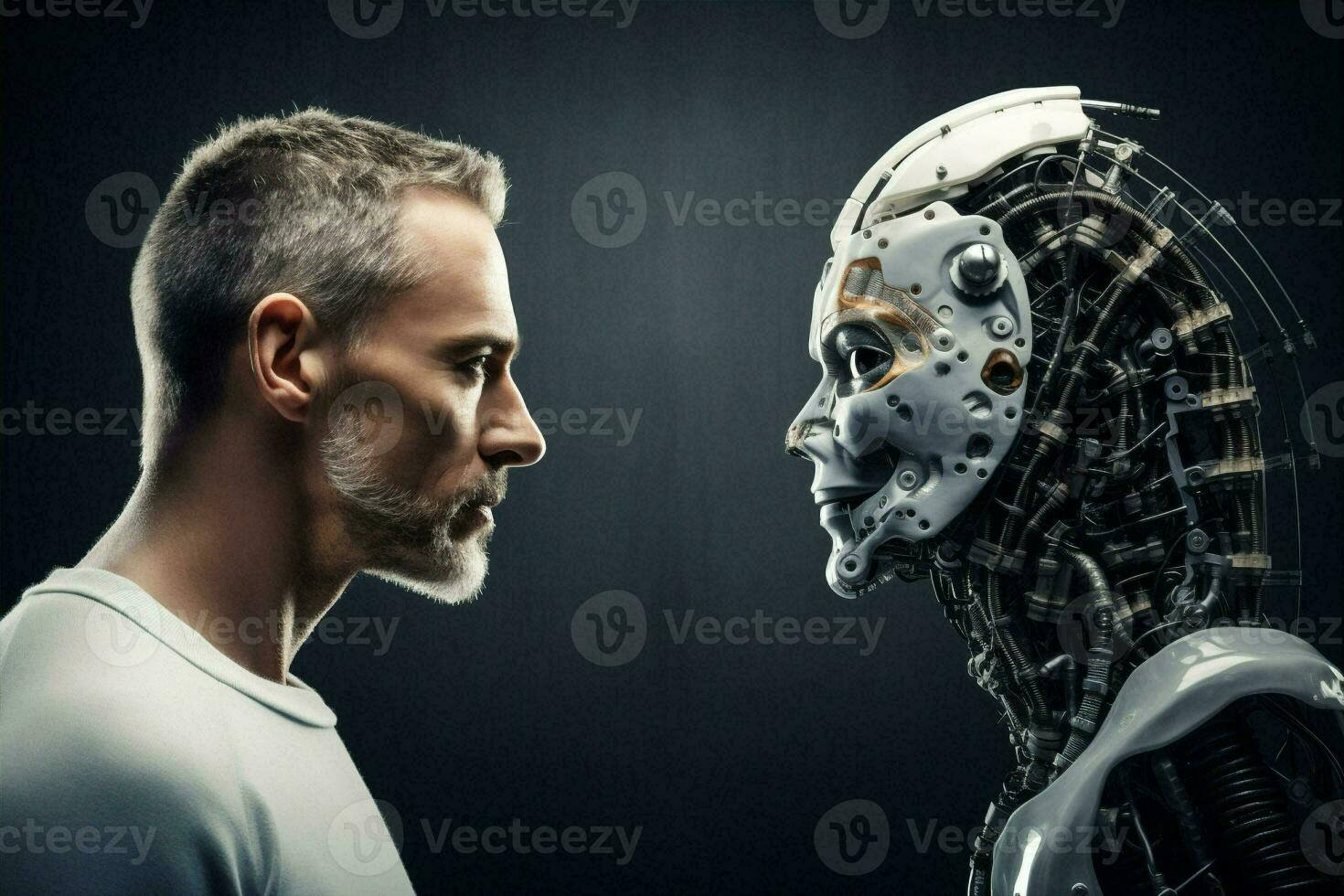 Robotic science people cyber cyborg futuristic work intelligence technology artificial business industry design photo