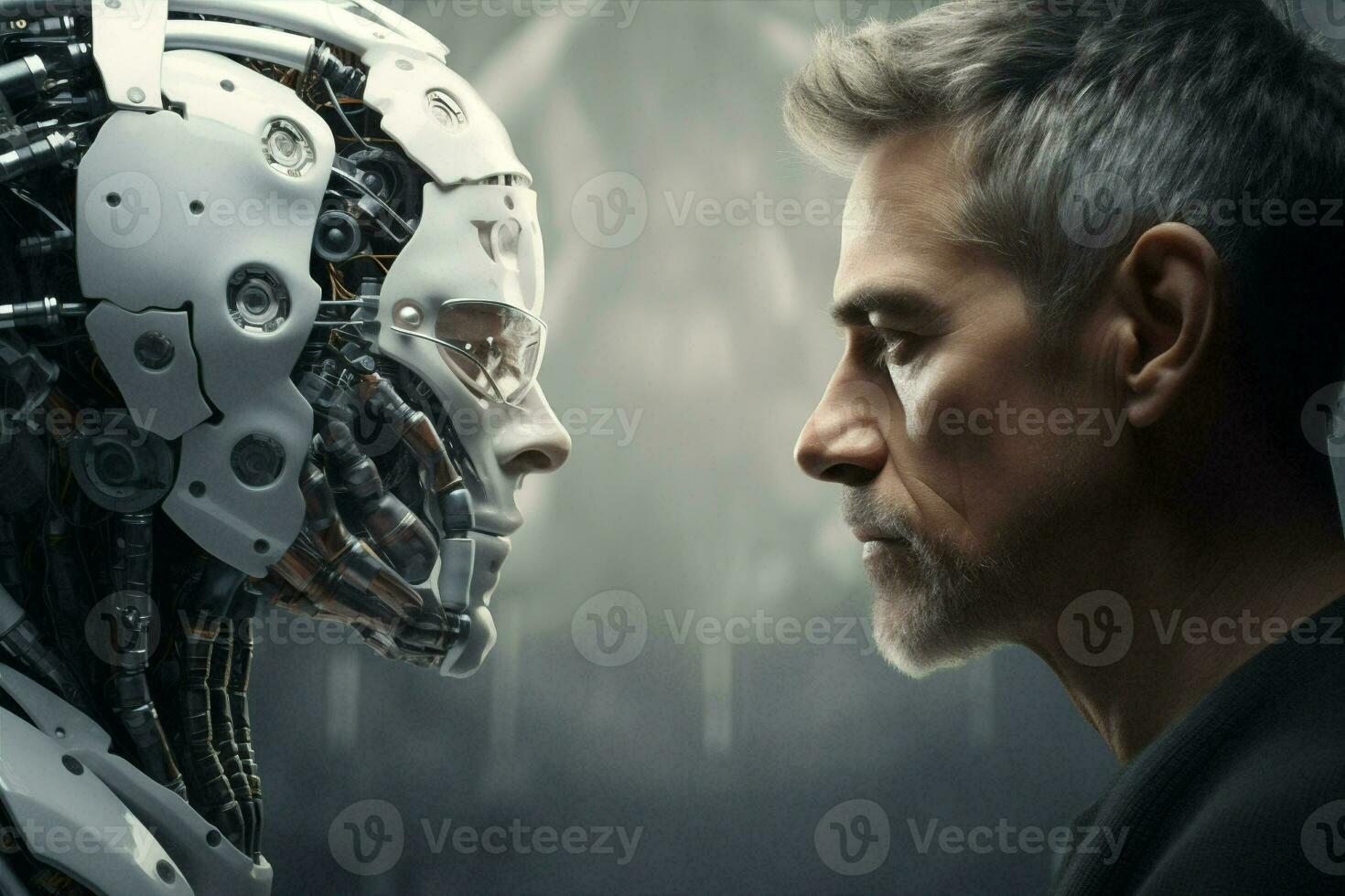 People mechanical future robotic metal work business technology artificial science cyborg communication intelligence futuristic photo