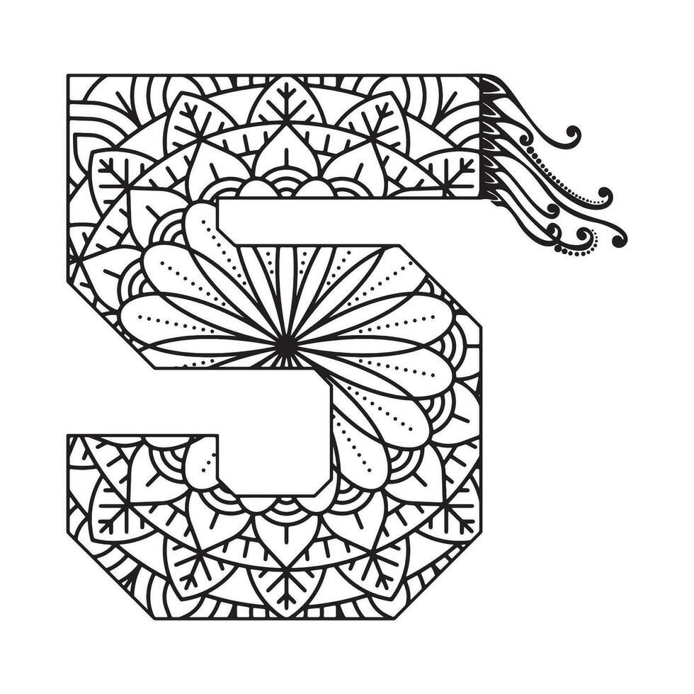 Number Mandala coloring Pages vector