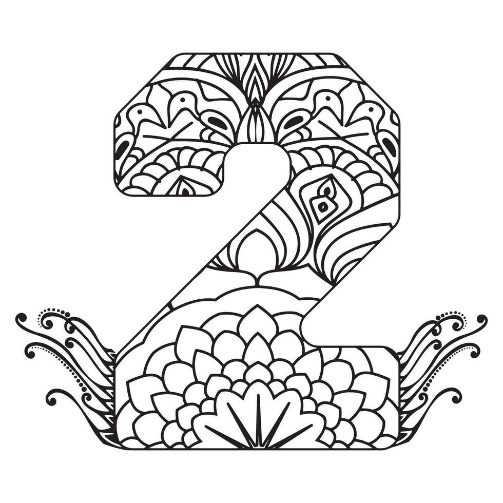 Number Mandala coloring Pages vector