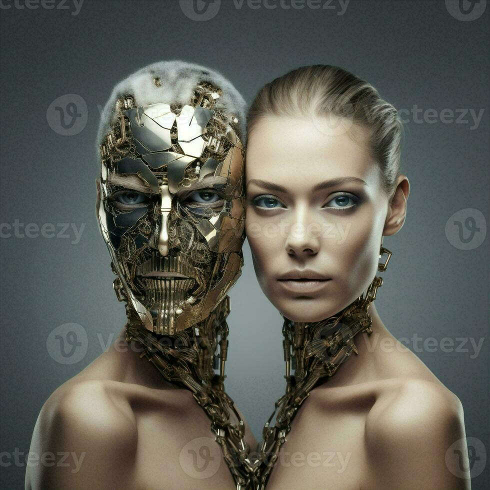 Work imagination technology cybernetic people business intelligence science artificial robotic cyborg machine futuristic fiction photo