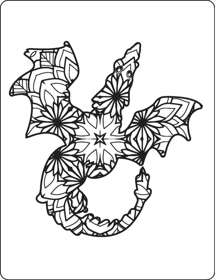 Dragon Mandala Coloring Pages for Adult vector