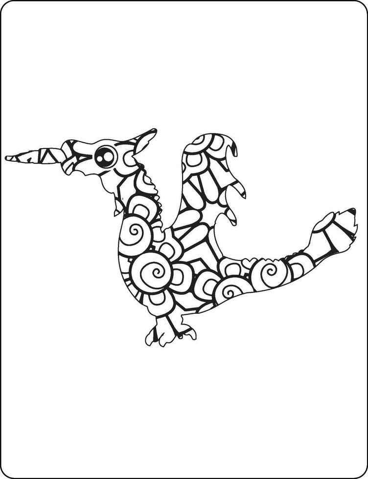 Dragon Mandala Coloring Pages for Adult vector