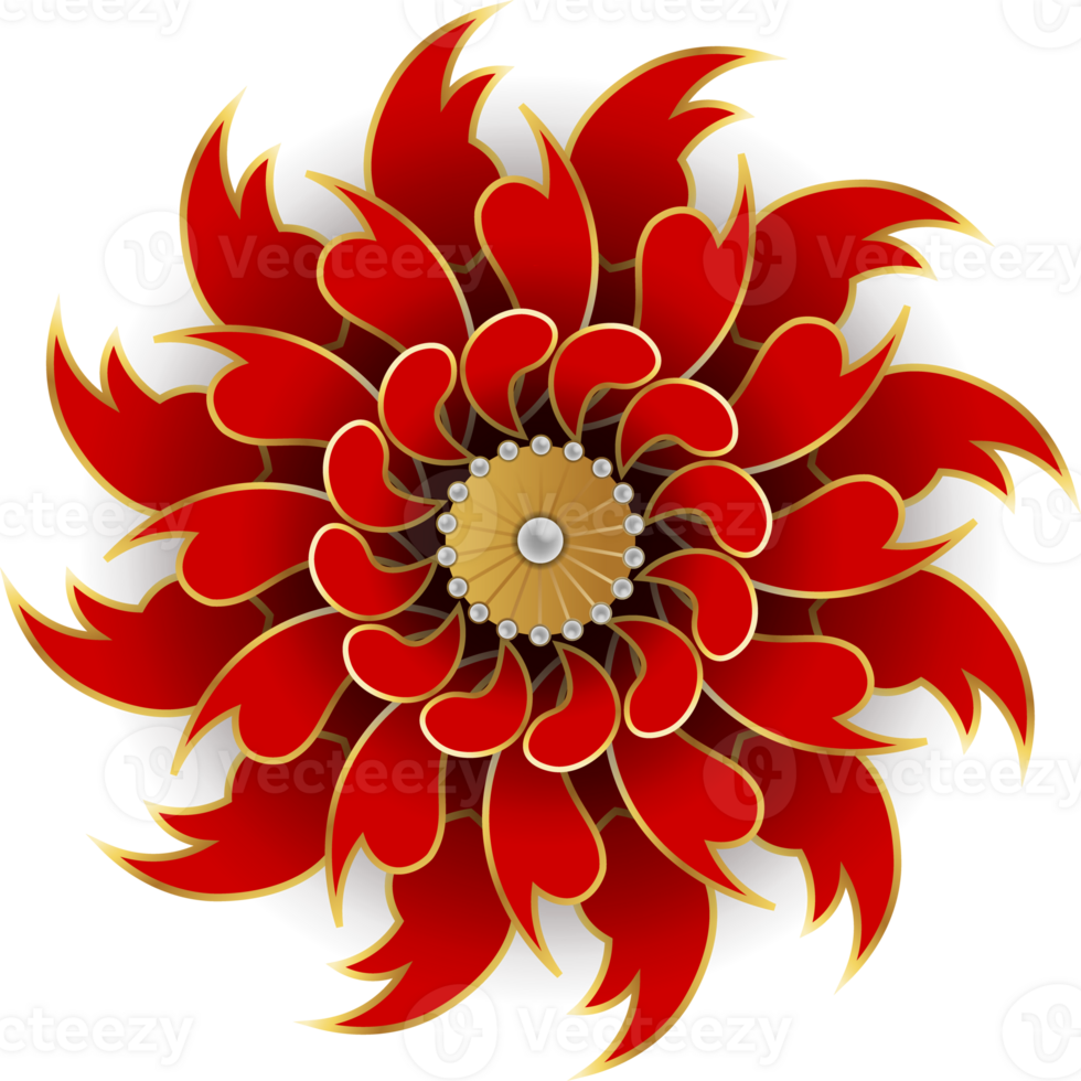 rot und Gold geometrisch Blume. dekorativ stilisiert Blume png