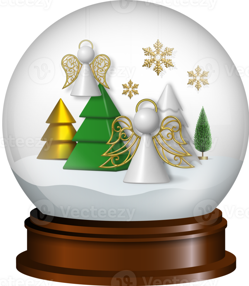 christmas snow globe with 3d elements png