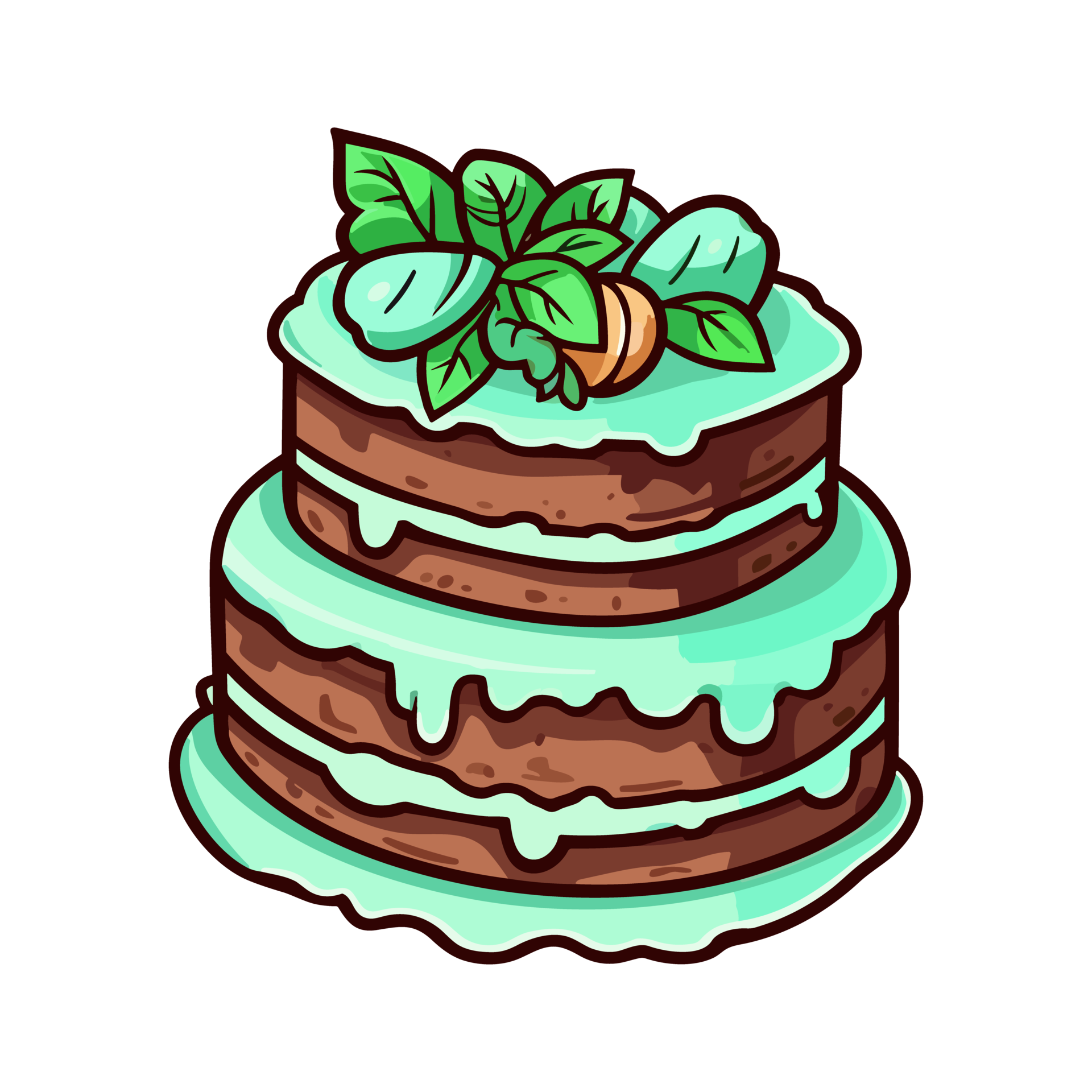 013. chocolate mint cake sticker cool colors and kawaii. clipart