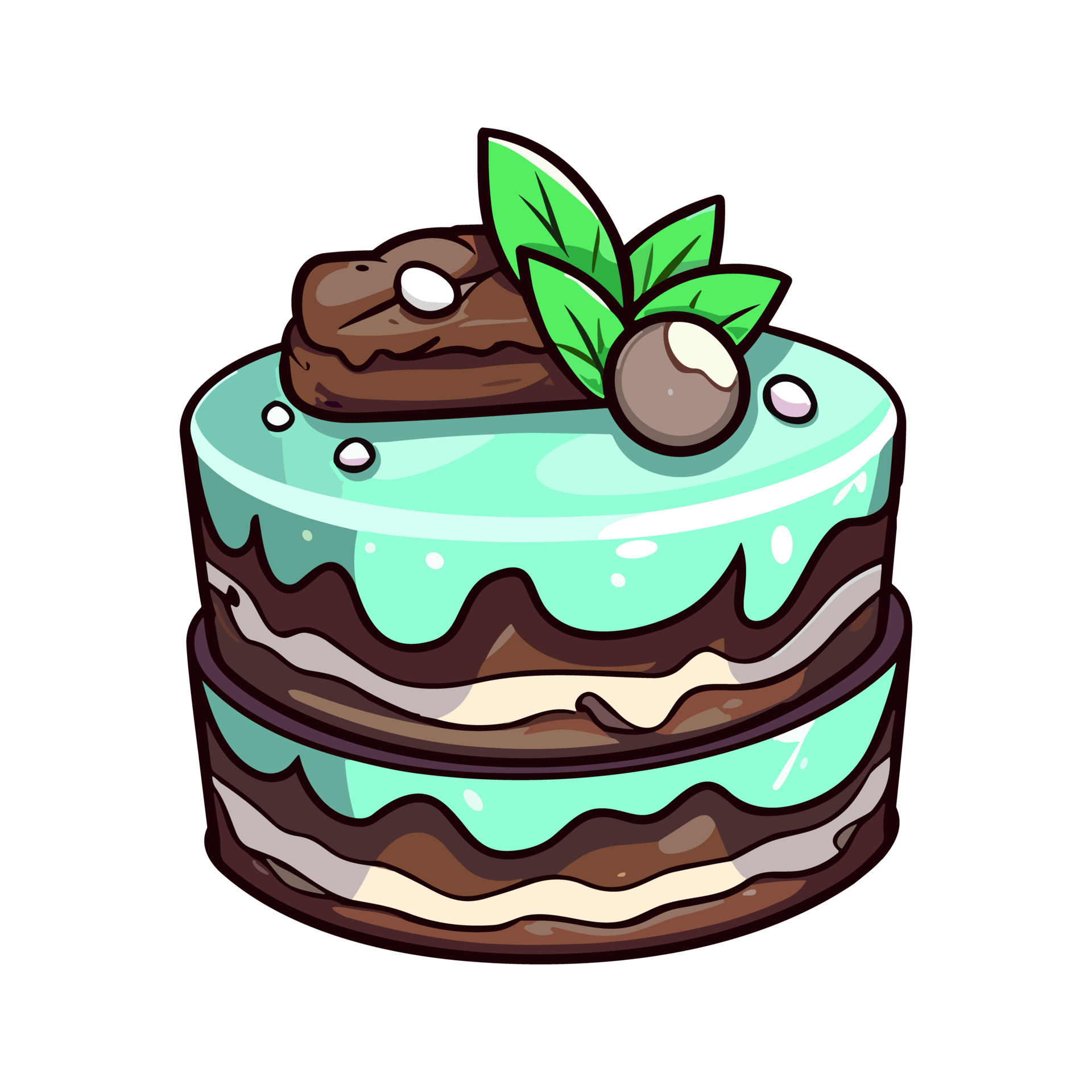 013. chocolate mint cake sticker cool colors and kawaii. clipart