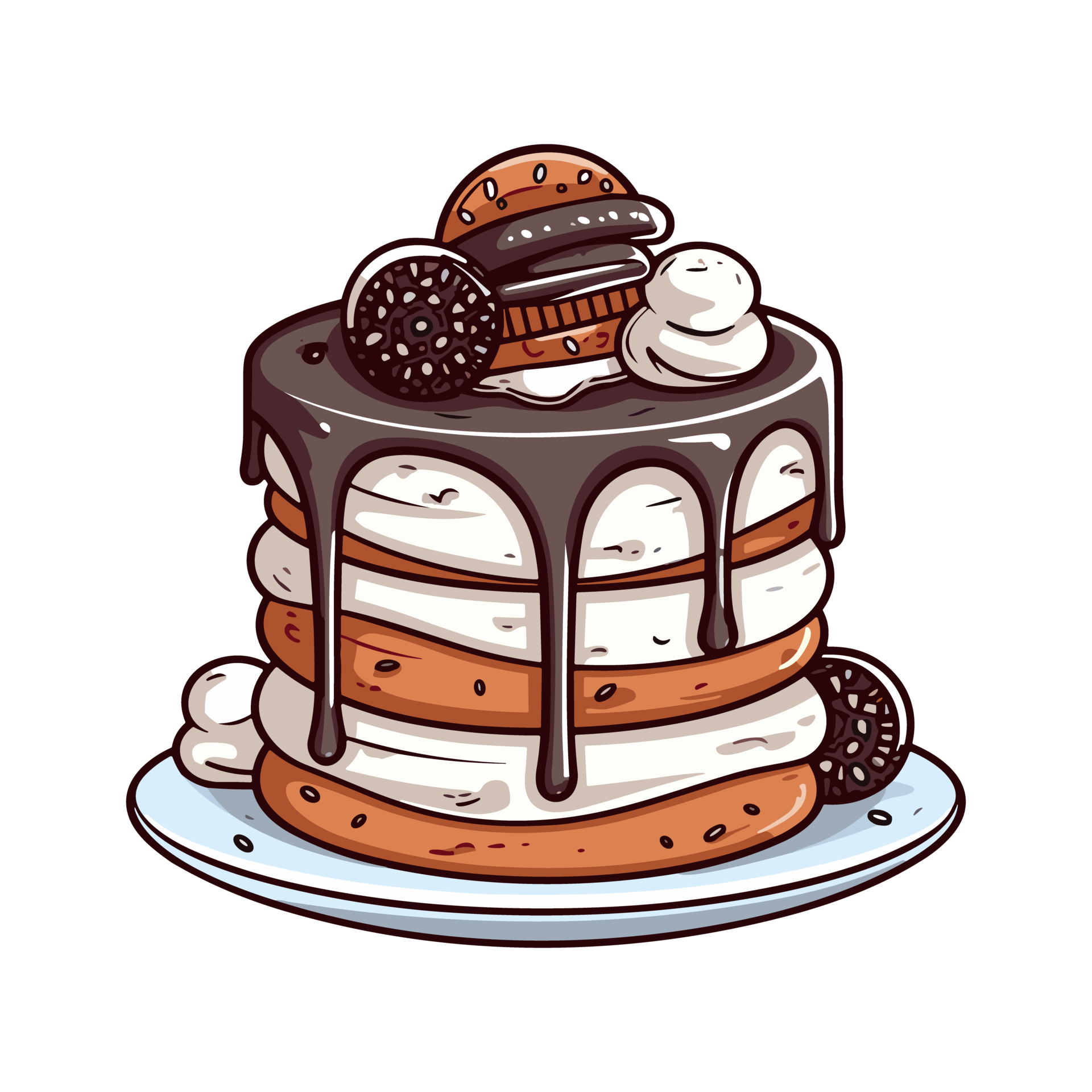 cookies and cream cake clip art illustration. Transparent backgrund