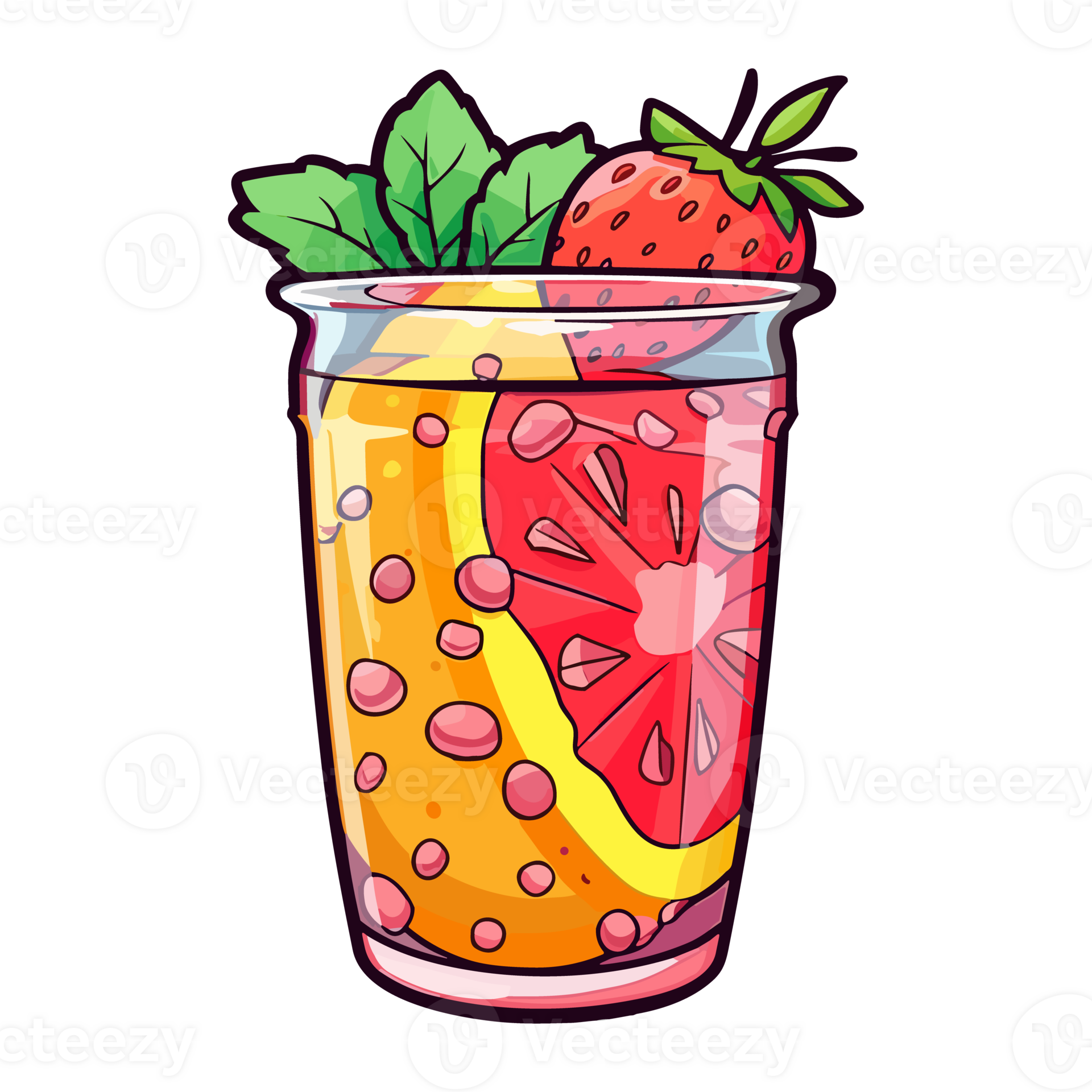 strawberry lemonade sticker cool colors kawaii clip art illustration