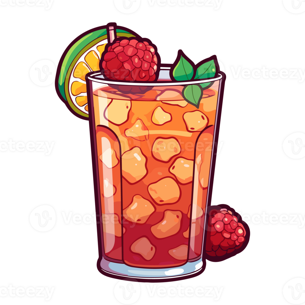 raspberry peach iced tea sticker cool colors kawaii clip art