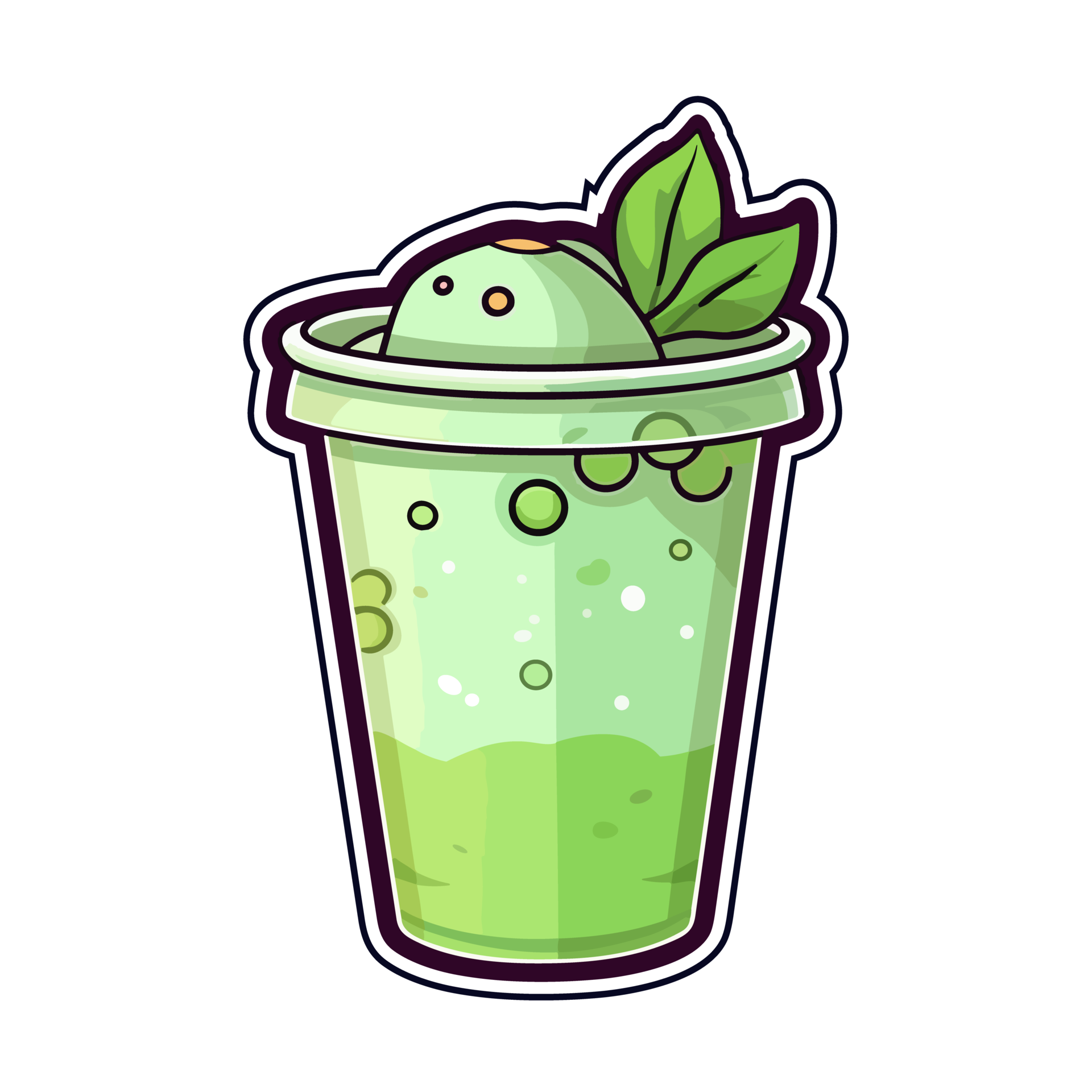 matcha latte sticker cool colors kawaii clip art illustration