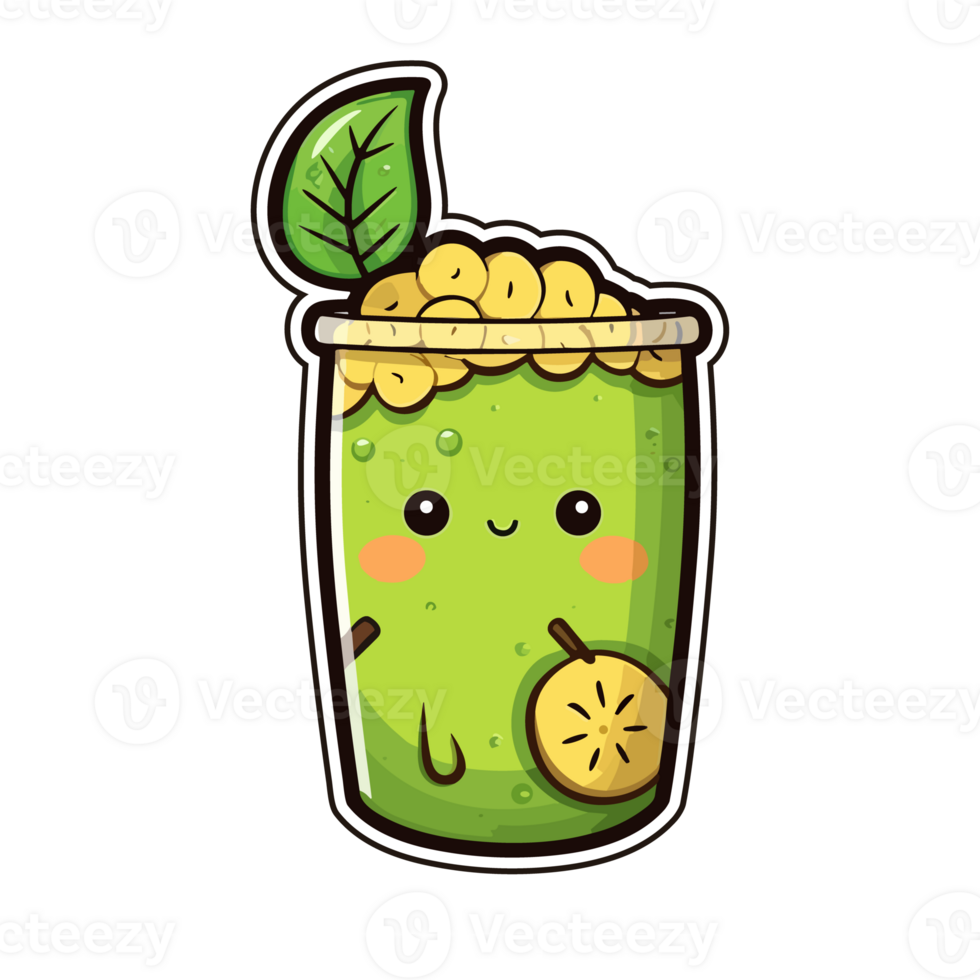 kiwi lemonade  sticker cool colors kawaii clip art illustration. Transparent background. Generative Ai png
