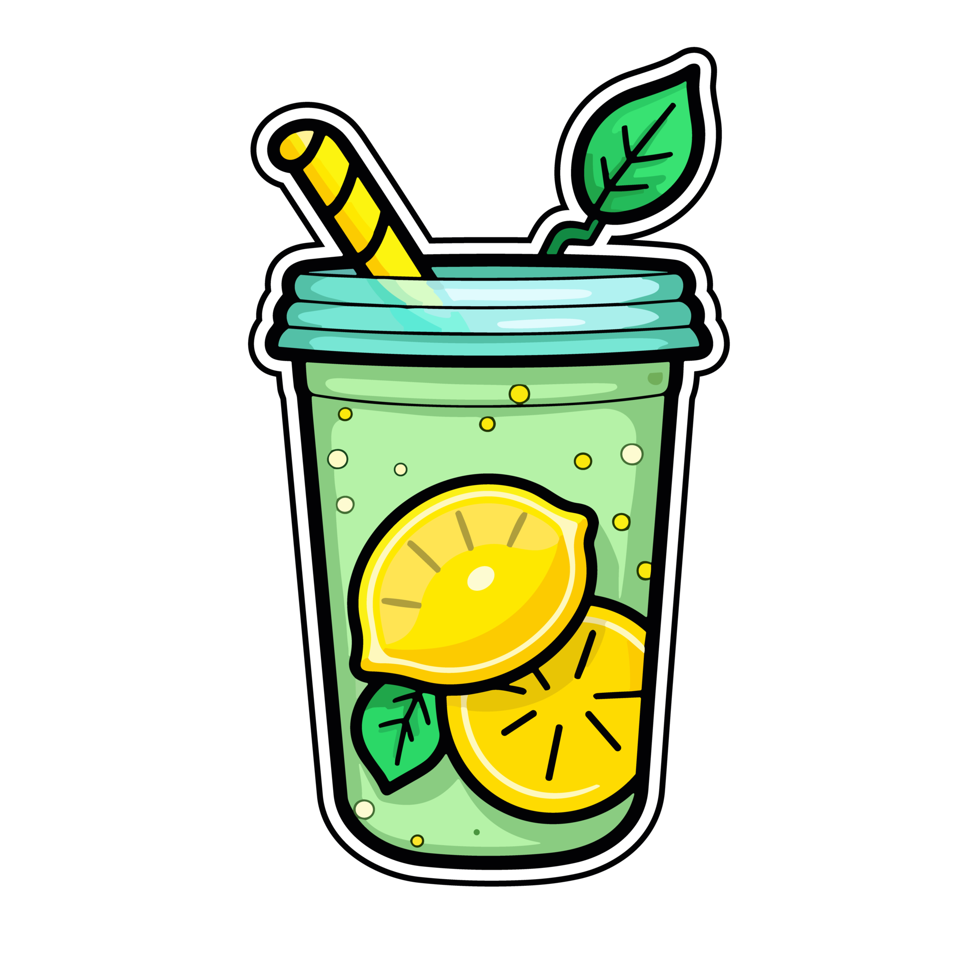 Limonade Aufkleber cool Farben kawaii Clip Kunst Illustration. transparent  Hintergrund. generativ ai 27243100 PNG