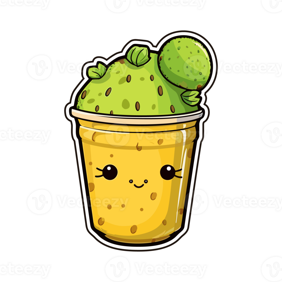 kiwi lemonade  sticker cool colors kawaii clip art illustration. Transparent background. Generative Ai png