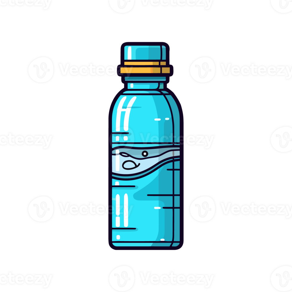 water bottle clip art illustration. Transparent background. Generative Ai png