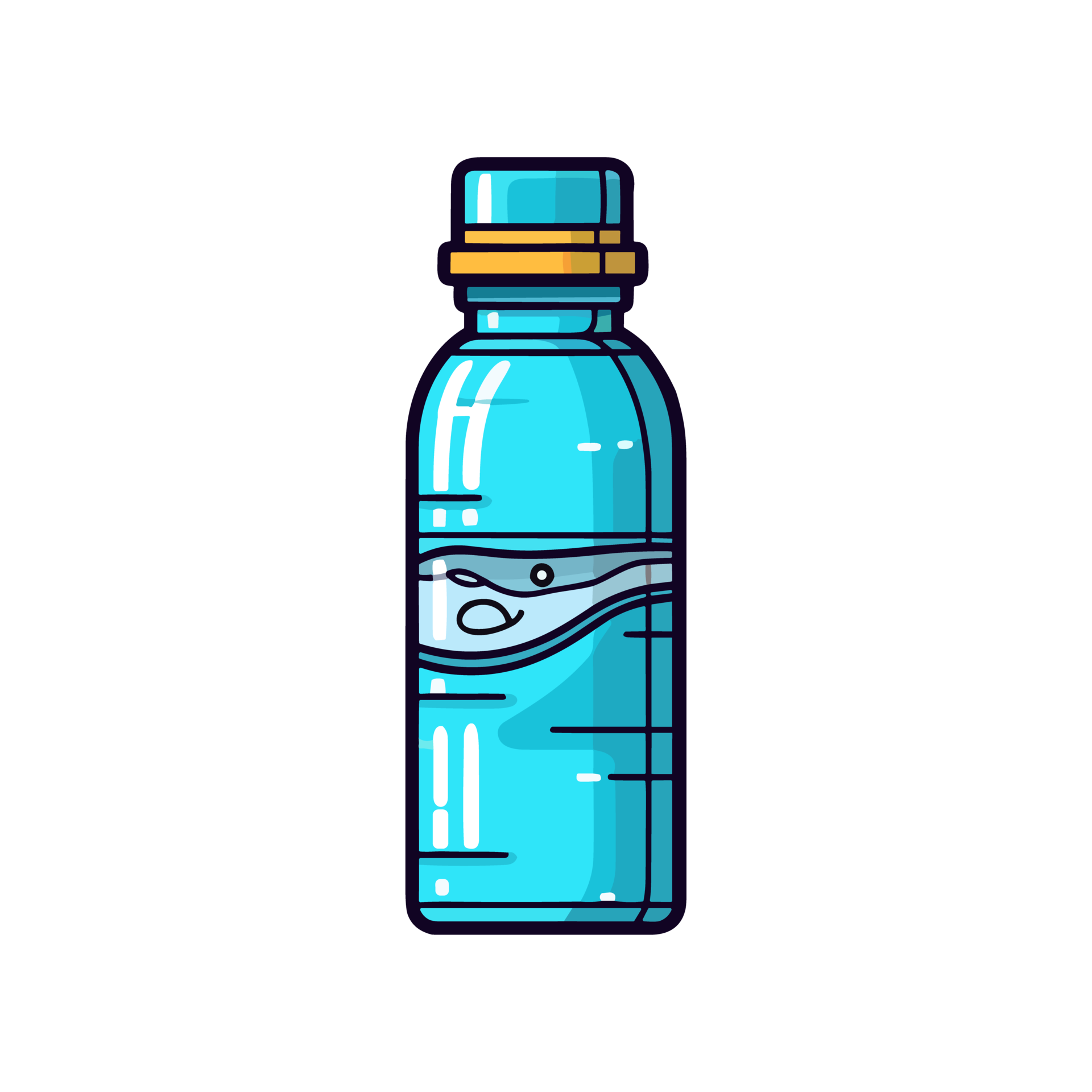 water bottle clip art illustration. Transparent background. Generative