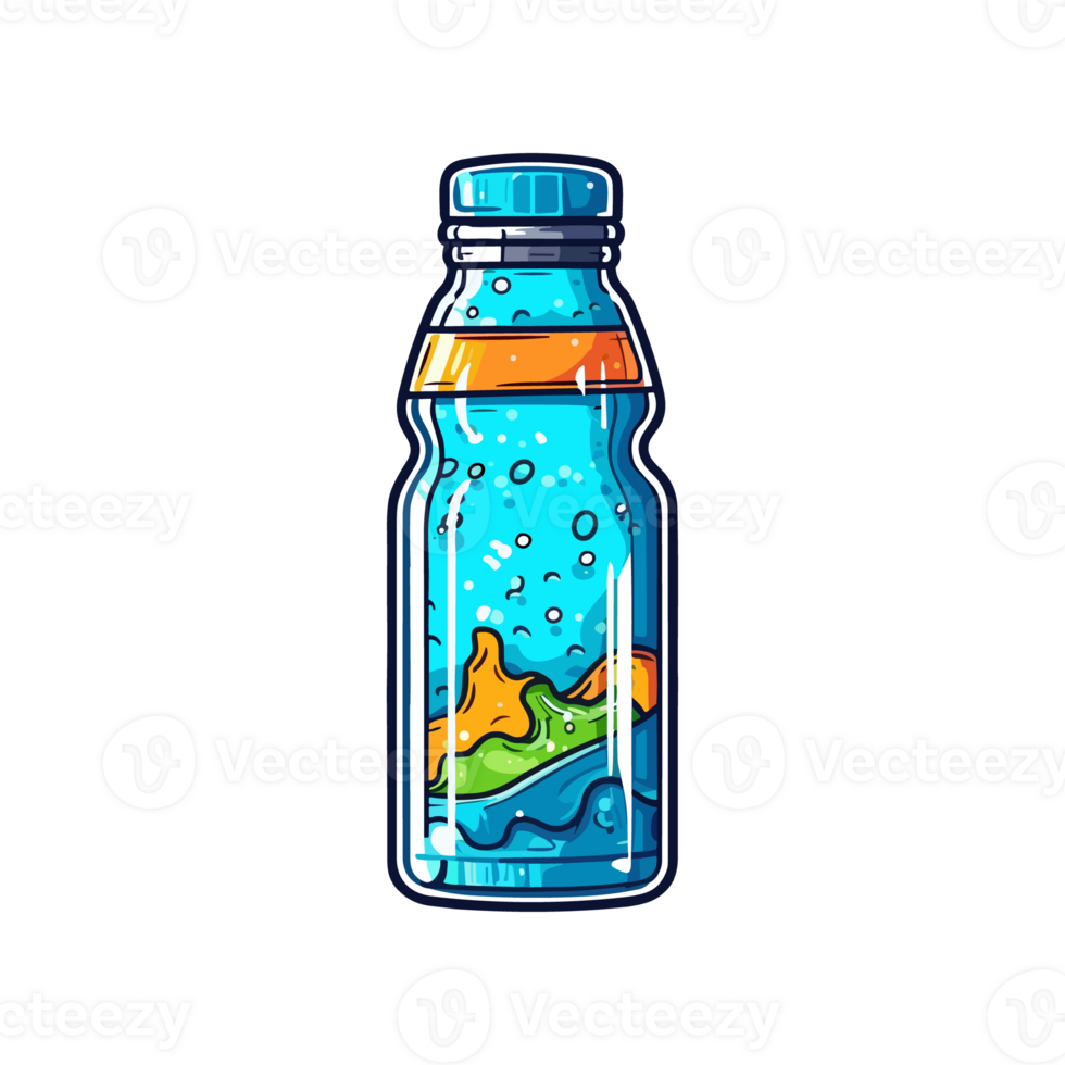 water bottle clip art illustration. Transparent background. Generative Ai png