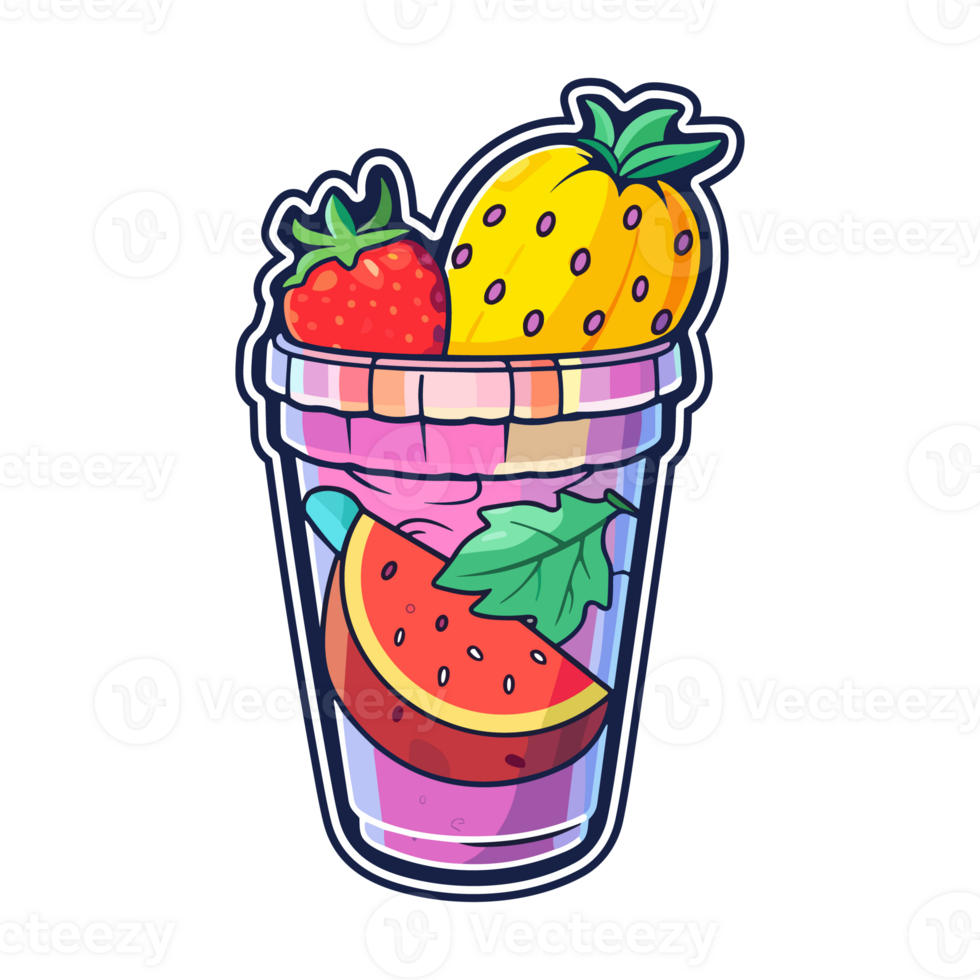 fruit punch sticker cool colors kawaii clip art illustration-01.  Transparent background. Generative Ai 27243179 PNG