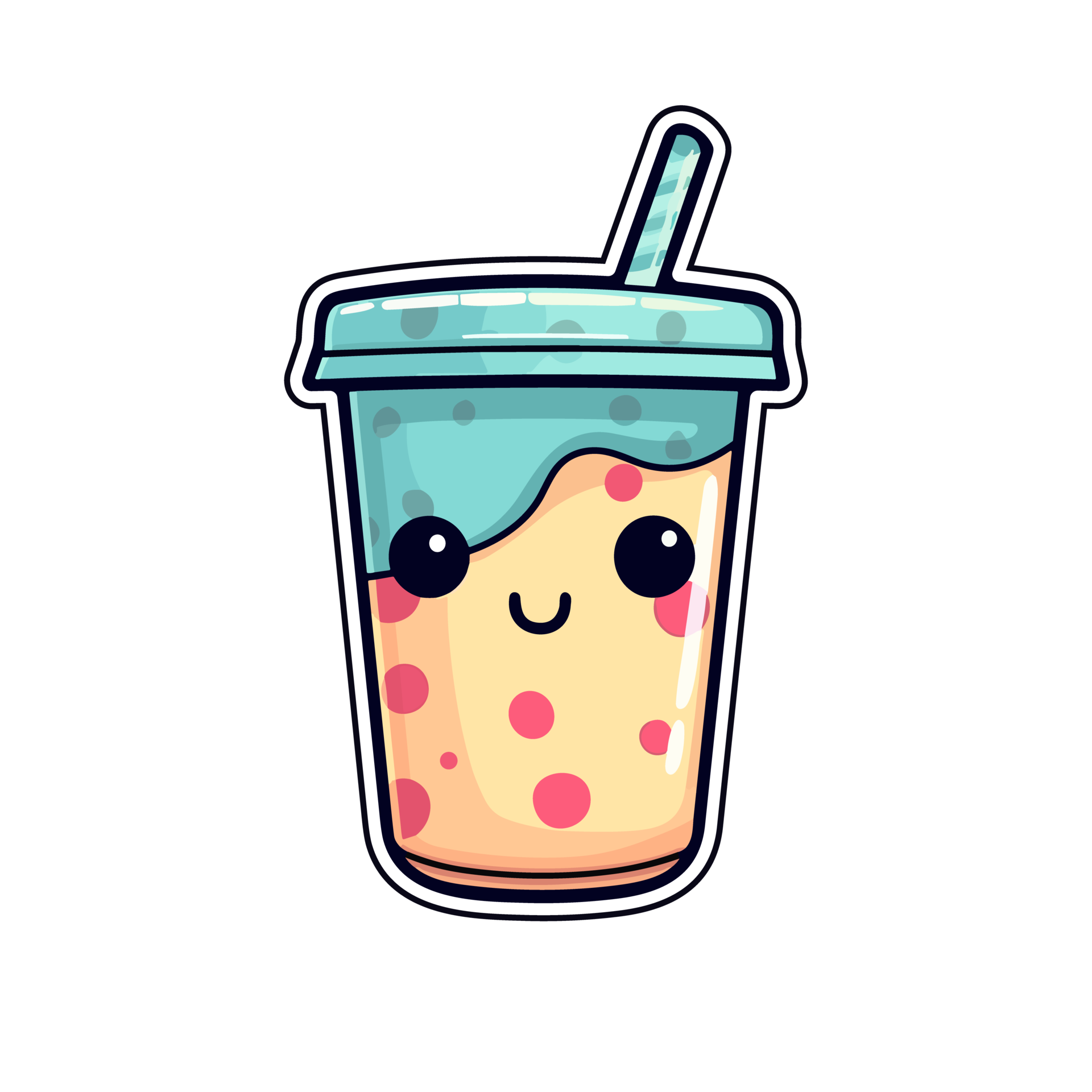 boba drink sticker cool colors kawaii clip art illustration