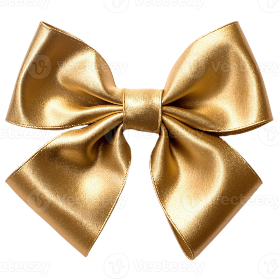 Gold bow isolated on transparent background png