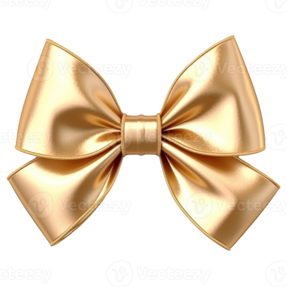 Gold bow isolated on transparent background png