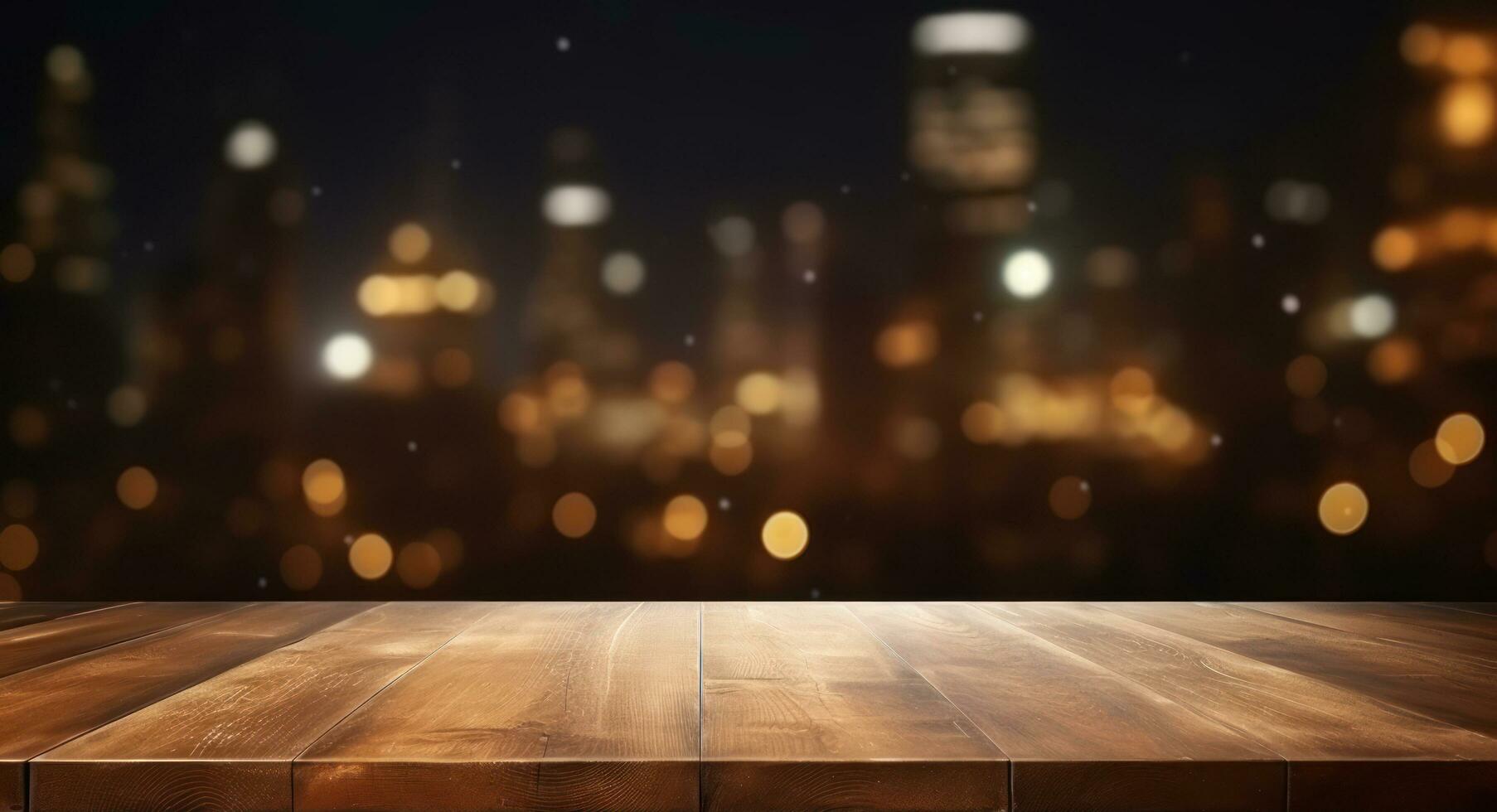 old wooden table in background of modern night club AI Generated photo