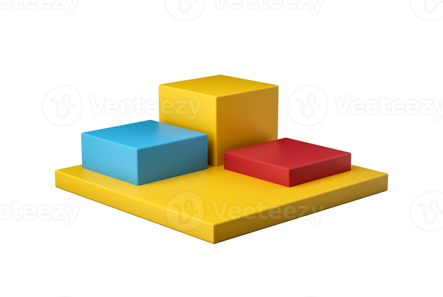 Three Steps Cube Podium. White Platform Or Backdrop With Empty Space For Display. Web Pages Template For Products. 3D rendering png