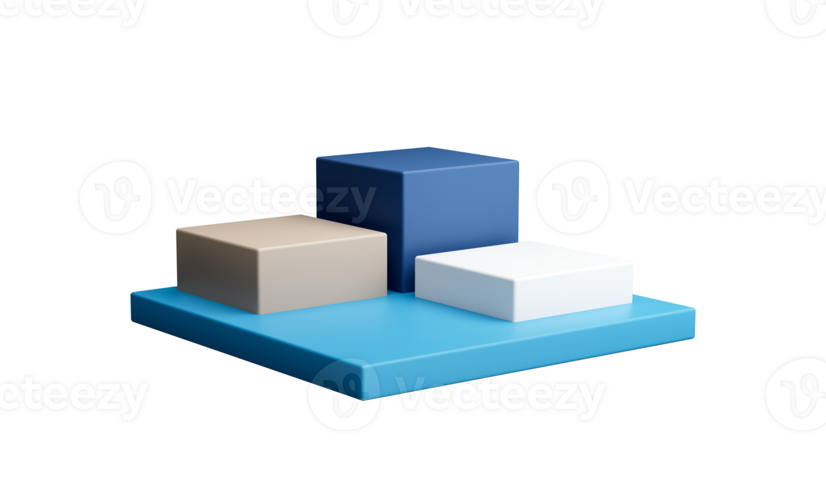 Three Steps Cube Podium. White Platform Or Backdrop With Empty Space For Display. Web Pages Template For Products. 3D rendering png