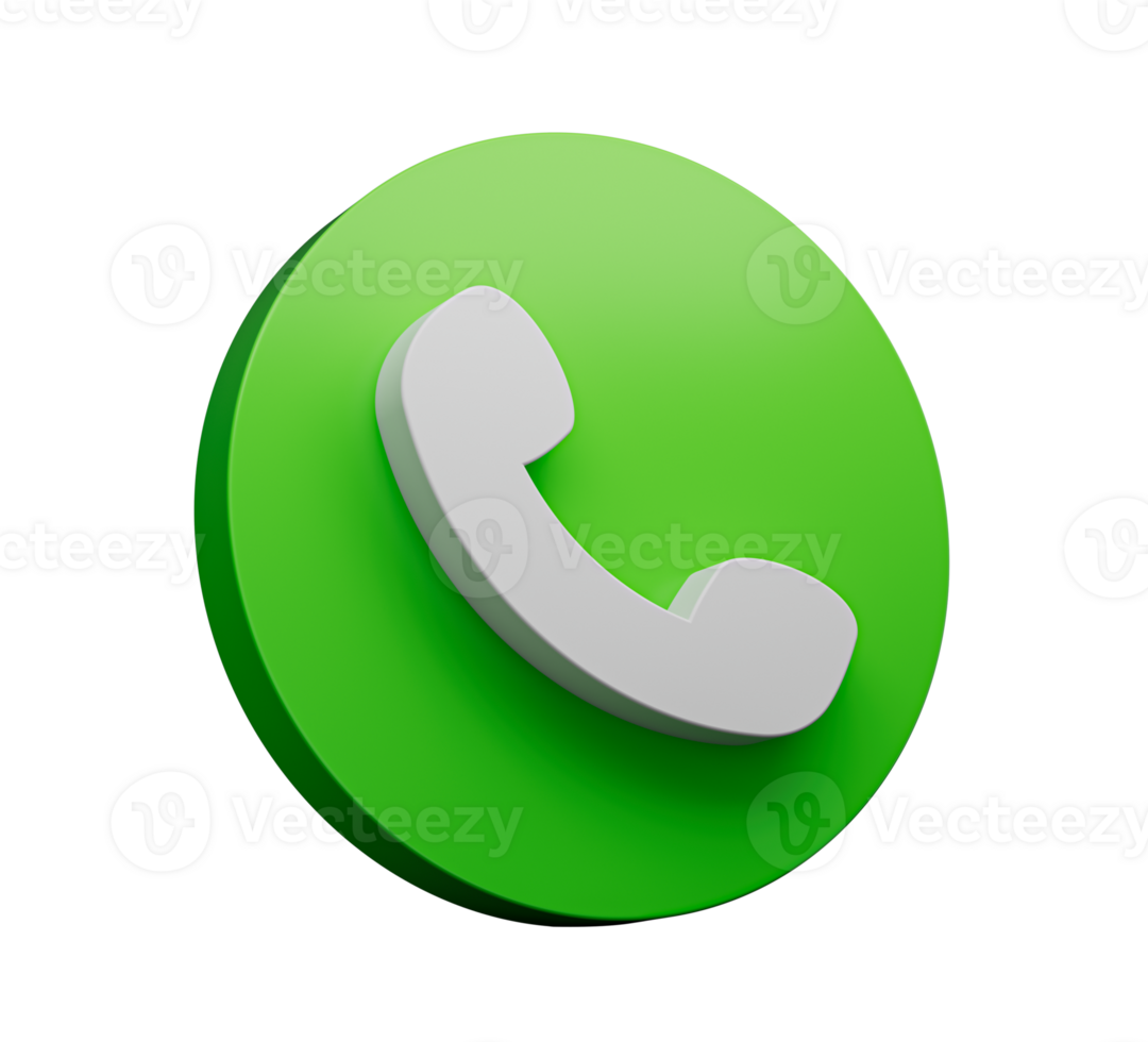 Call icon on a Green Circle Isolated trendy 3D Realistic Phone Call Button 3d rendering png
