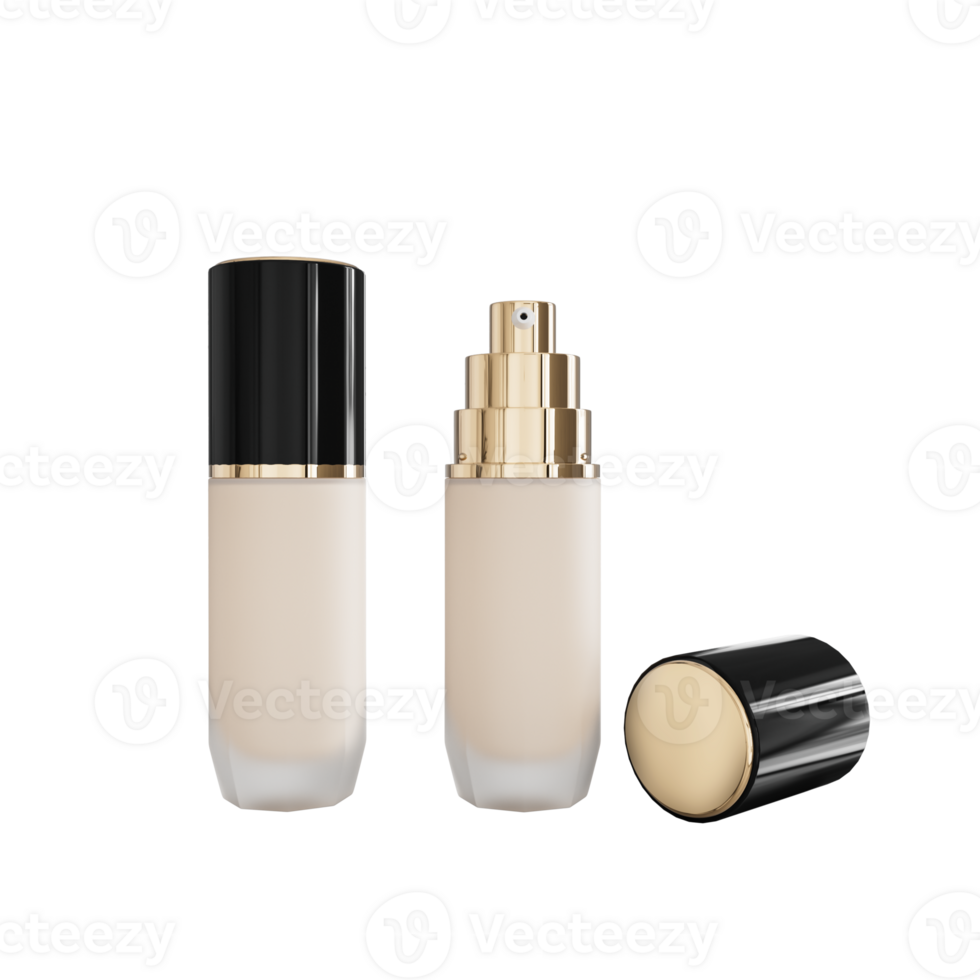 Liquid foundation set Facial corrector with copy space. Packaging mockup with copy space 3d illustration png