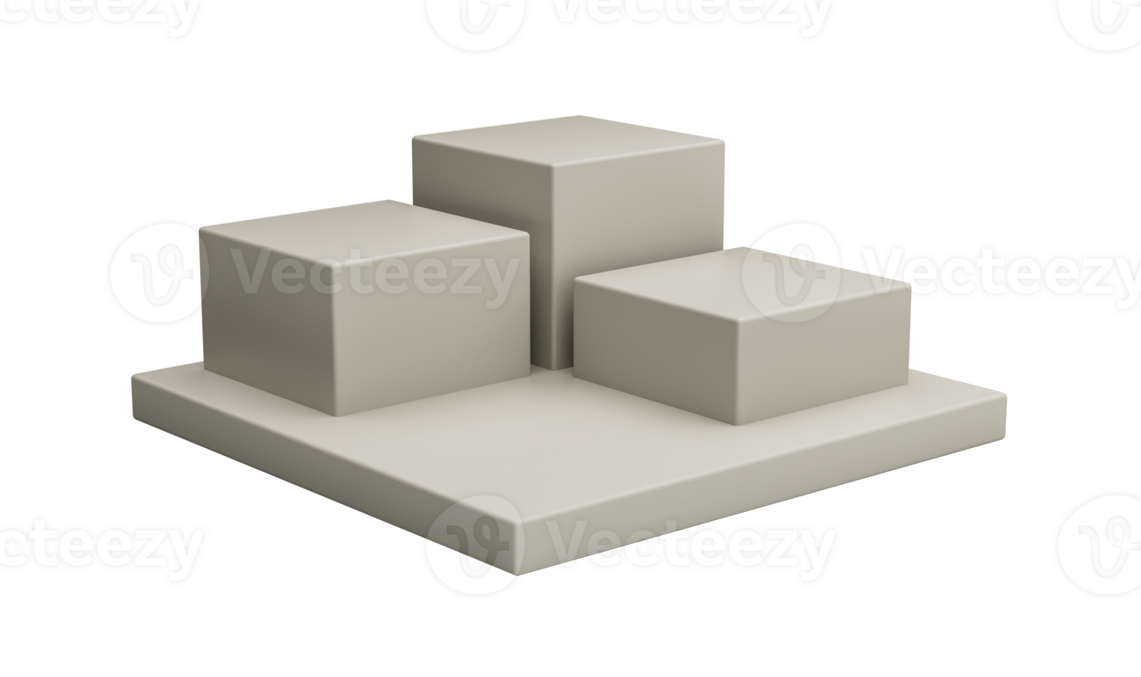 Three Steps Cube Podium. White Platform Or Backdrop With Empty Space For Display. Web Pages Template For Products. 3D rendering png