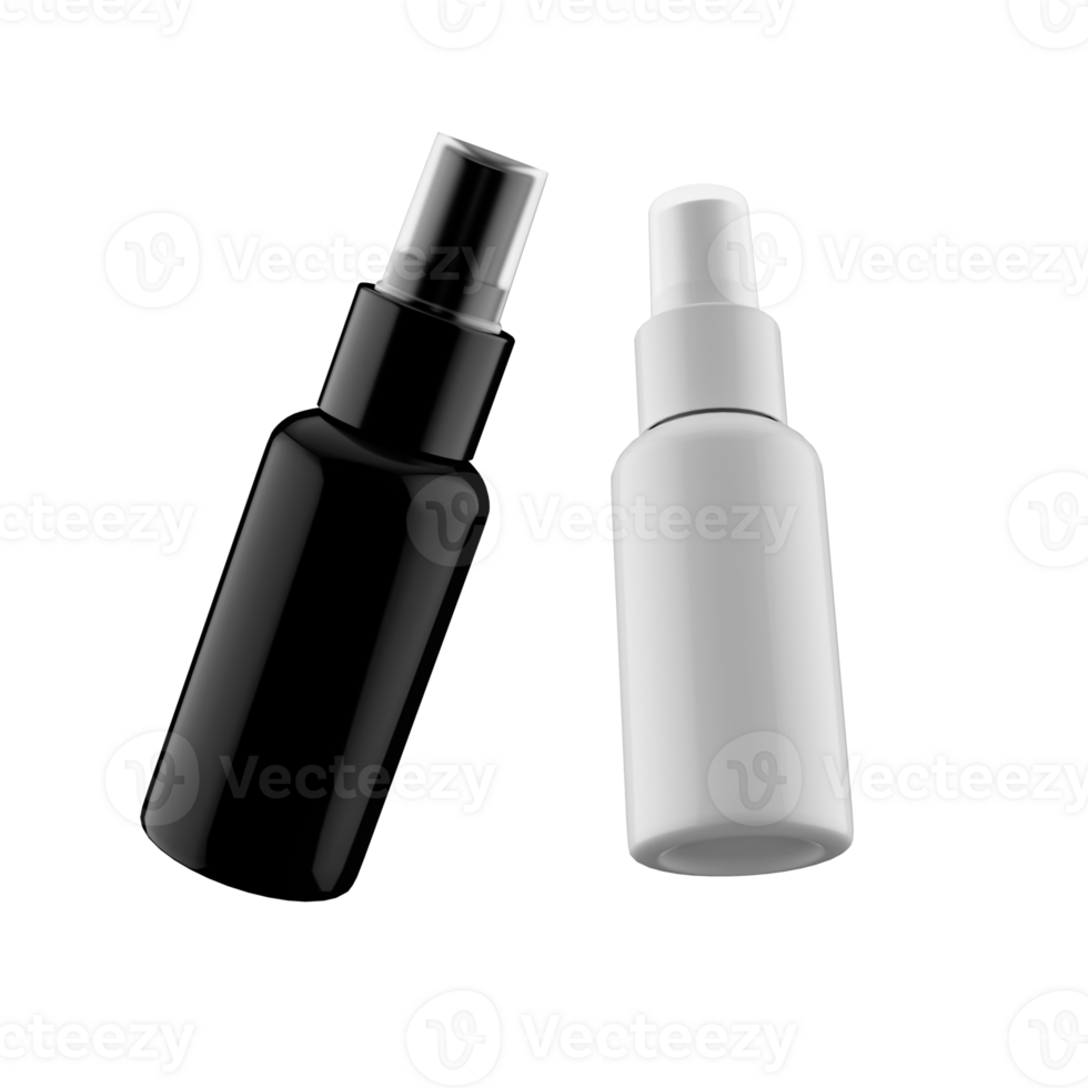 maquette de bouteille de déodorant noir et blanc vierge ensemble flacon  d'épandeur vide avec bouchon