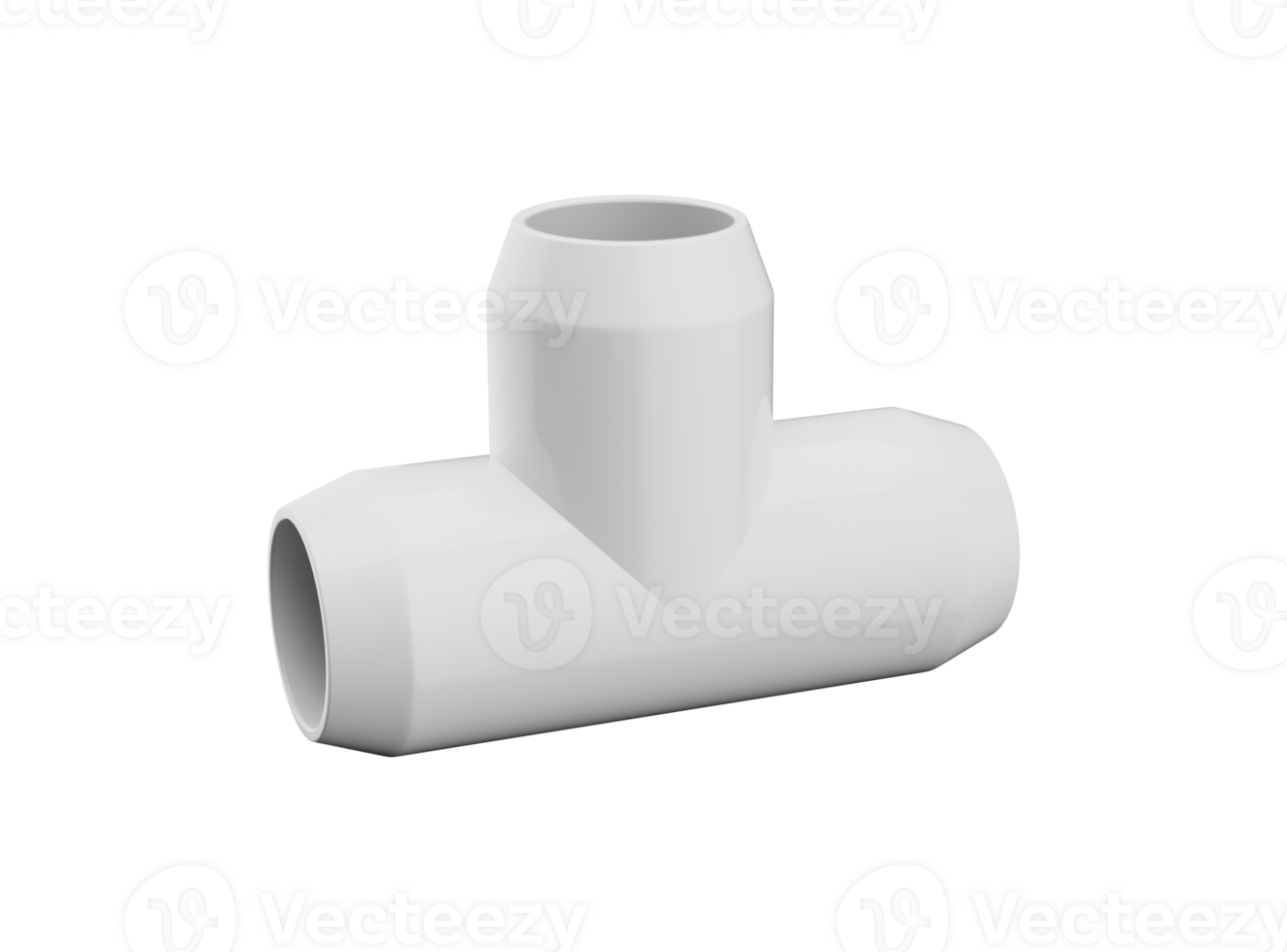 pvc joint en T tuyau raccord relier 3 tuyau isolé 3d illustration