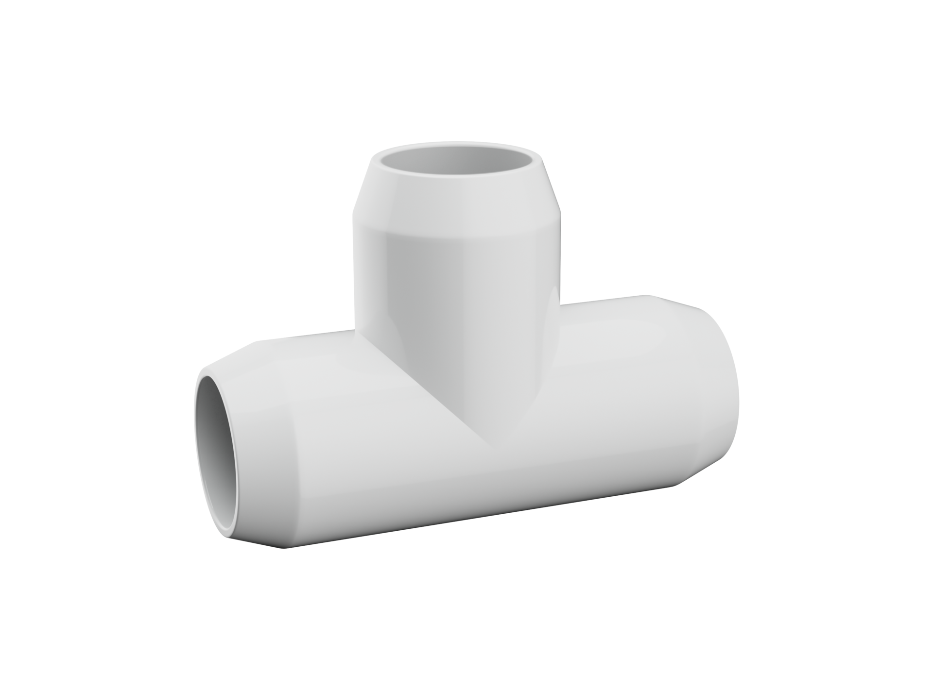 PVC Tjoint pipe fitting connect 3 pipe isolated 3d illustration
