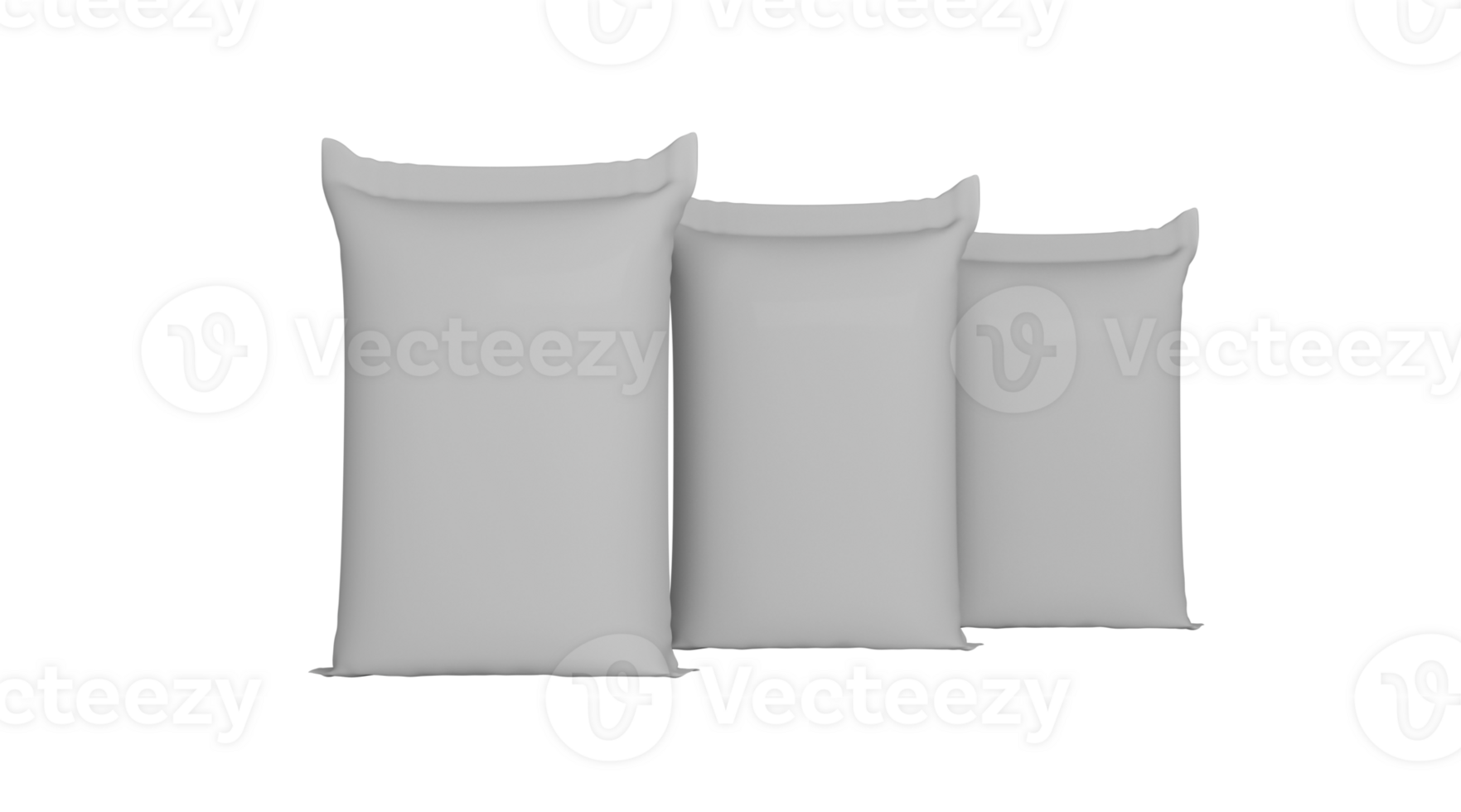 White bags or sacks isolated. Mockup for design 3d Illustration png