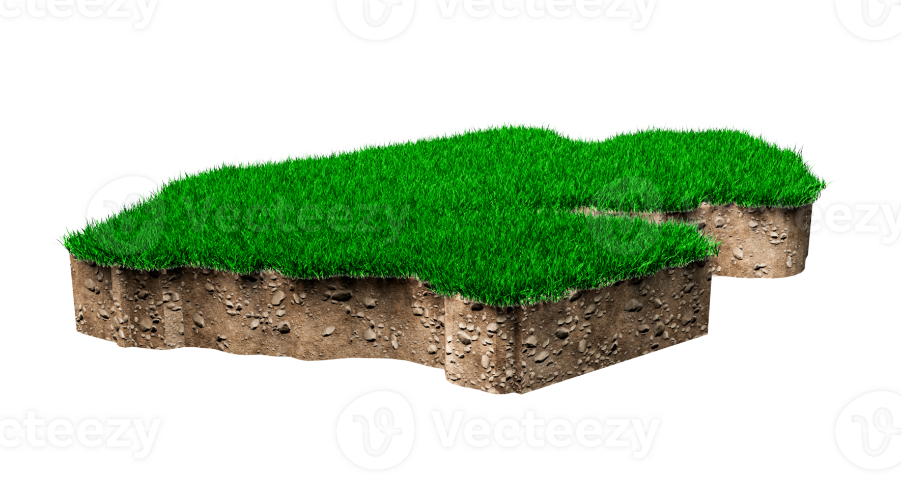 Djibouti Map soil land geology cross section with green grass and Rock ground texture 3d illustration png